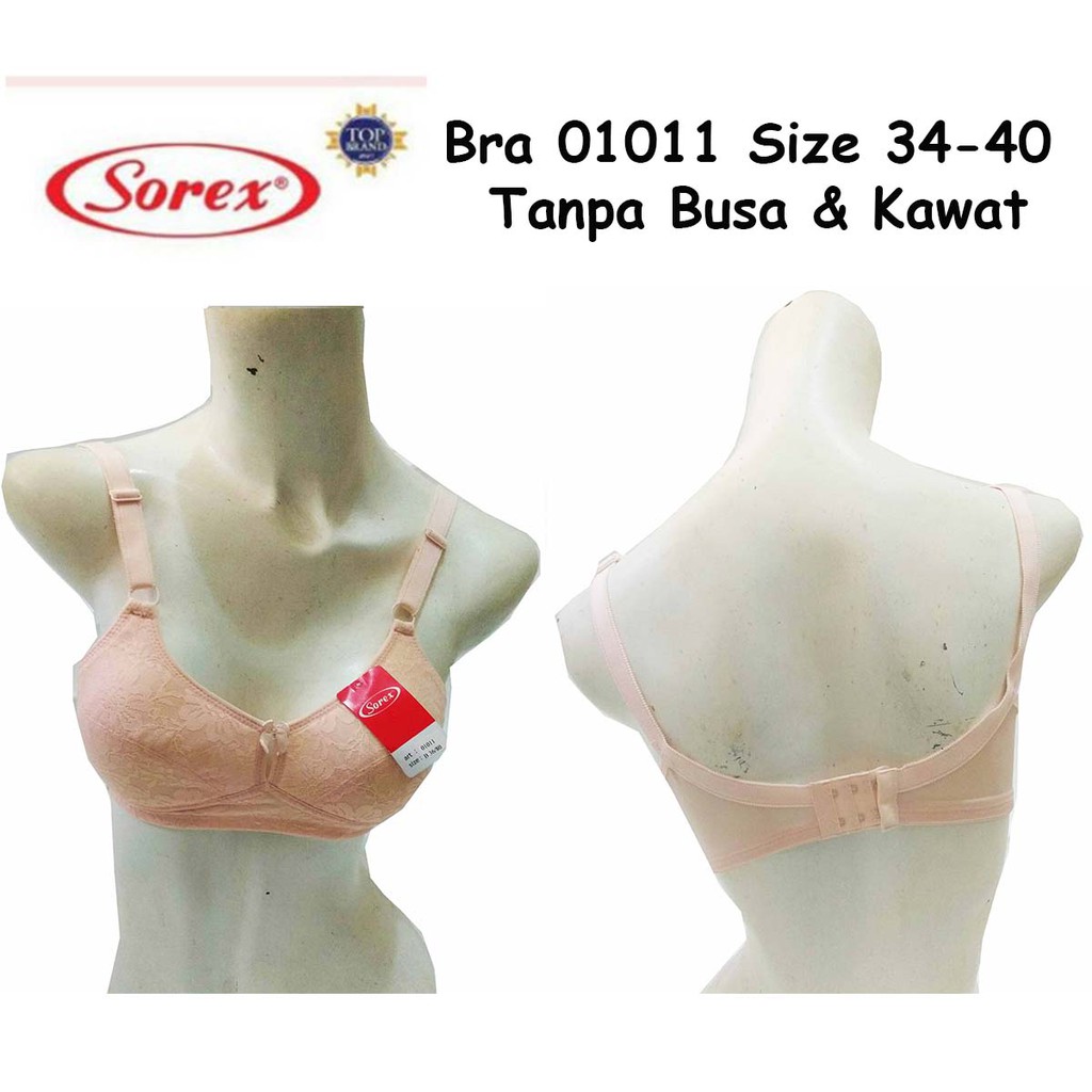 BH Wanita SOREX 01011 Bra Tanpa Busa Tanpa Kawat sz 34 36 38 40 Broklat Full cup TBTK