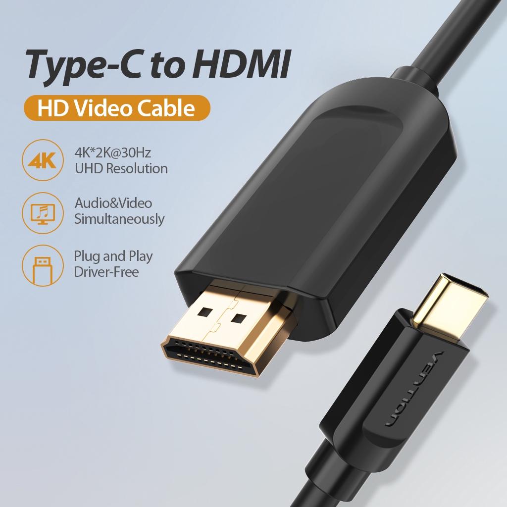 Vention USB C To HDMI Cable 4K USB C HDMI Cable For Laptop Samsung Huawei Cellphone