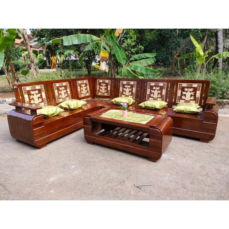 KURSI TAMU SUDUT KOPER MINIMALIS KAYU JATI JEPARA