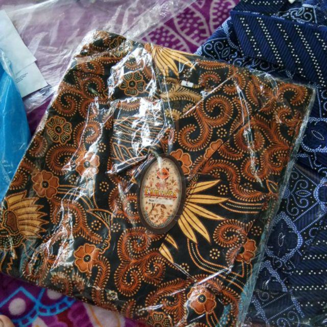 Kemeja Batik Lengan Panjang 021 Risna Batik Hrb026 Kenongo Hem Padi Pekalongan M L Xl Murah