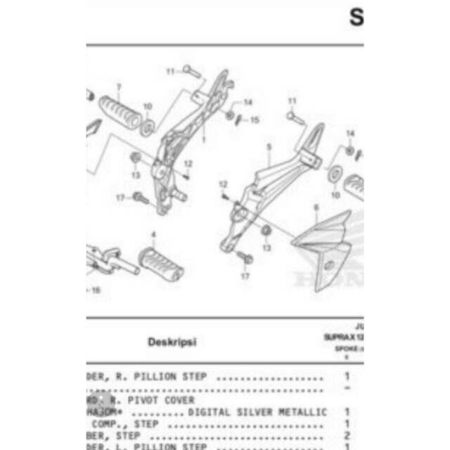 breaket footstep belakang sebelah kanan supra x 125 dd 2015 ori