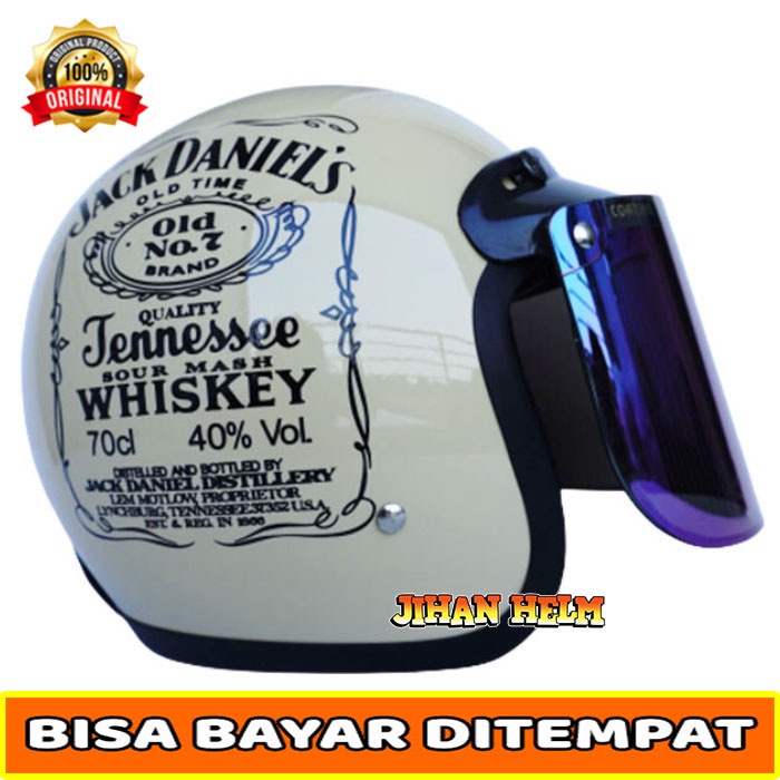 HELM / HELM JM RETRO / HELM RETRO JM MOTIF CREAM KACA FLAT PELANGI TERMURAH