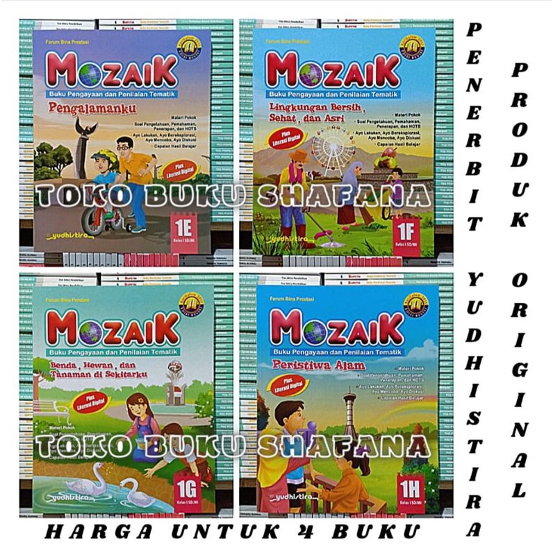 Paket 4 Buku Mozaik 1E 1F 1G 1H Yudhistira Kelas 1 SD K13 Revisi - Pengayaan &amp; Penilaian Tematik