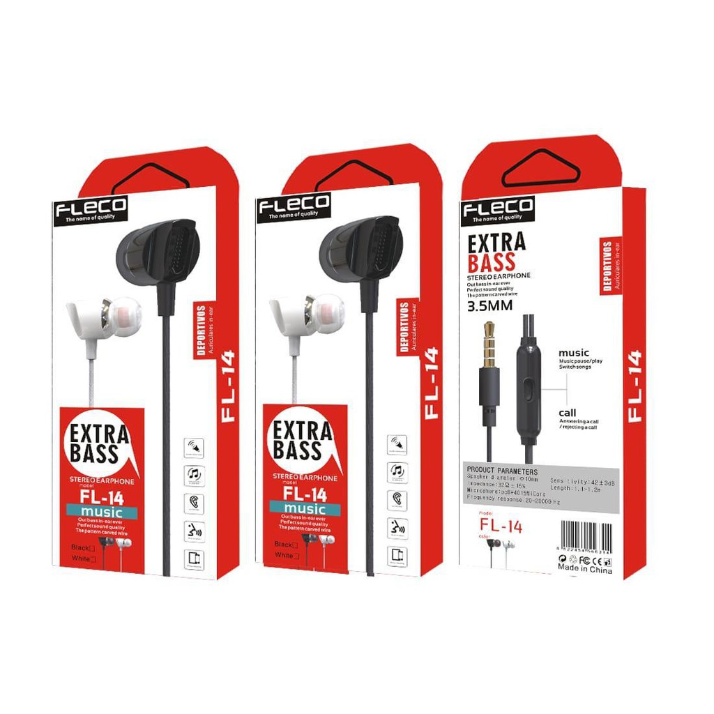 FLECO Headset Handsfree HF Earphone FLECO FL-14 Xtra Bass