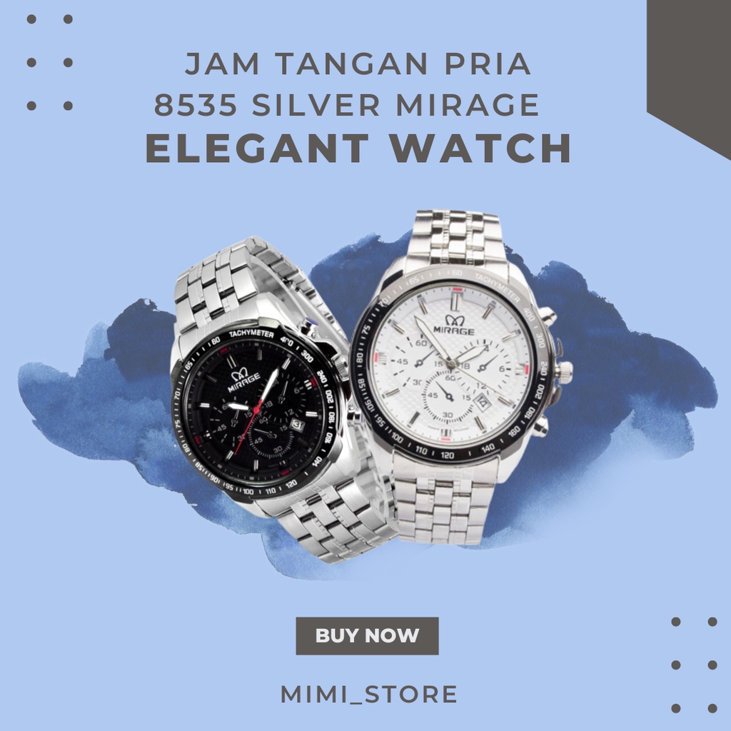 Jam Tangan Pria Mirage 8535 Silver Original