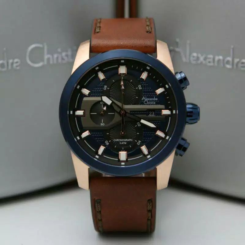JAM TANGAN PRIA ALEXANDRE CRISTIE AC 6562 BROWN ROSEGOLD BLUE