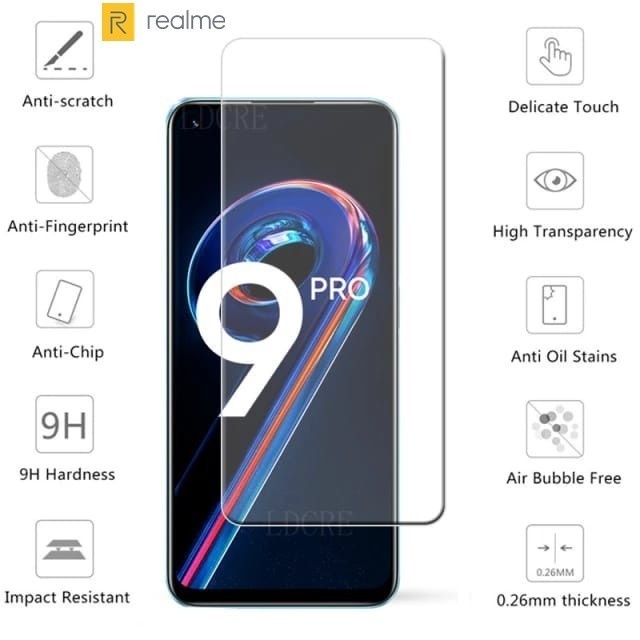 REALME 9 / 9i / REALME 9 PRO / 9 PRO+ TEMPERED GLASS FULL COVER TEMPERED FULL ANTI GORES KACA - REALME 9 PRO PLUS