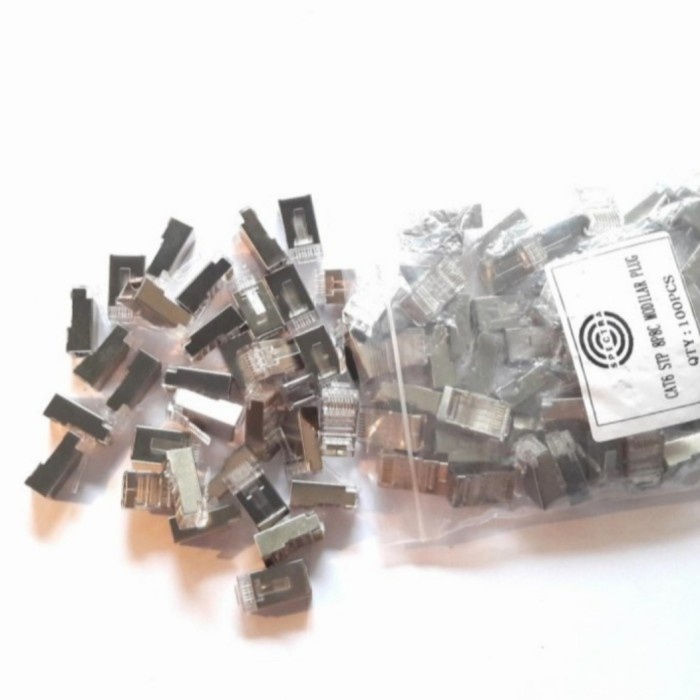 Konektor RJ45 FTP Cat 5e connector rj45 cat5e metal besi Spectra isi 50