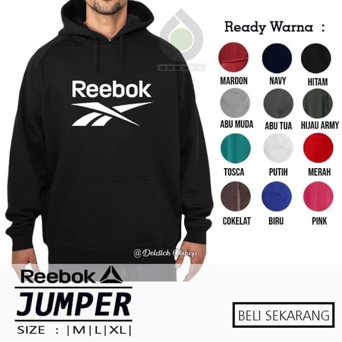 Jaket Sweeter New Rebook Hoodie Jumper Pria Wanita All Colors Terlaris