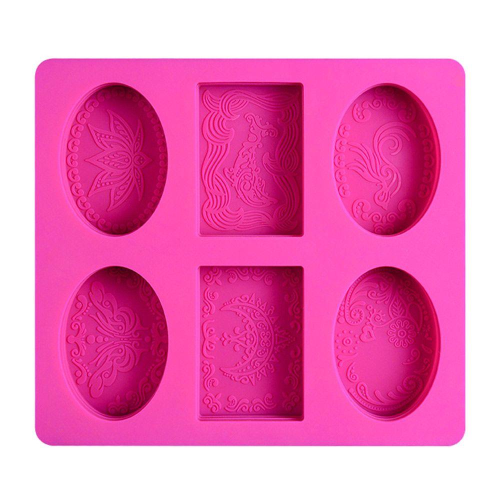 Solighter Cetakan Sabun Silikon 3D Multi Fungsi Persegi Panjang Oval DIY Craft Handmade Soaps Supplies