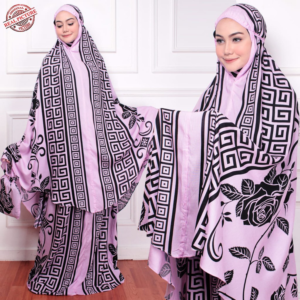 HOPYLOVY - Mukena Dewasa Bahan Katun Rayon Flower