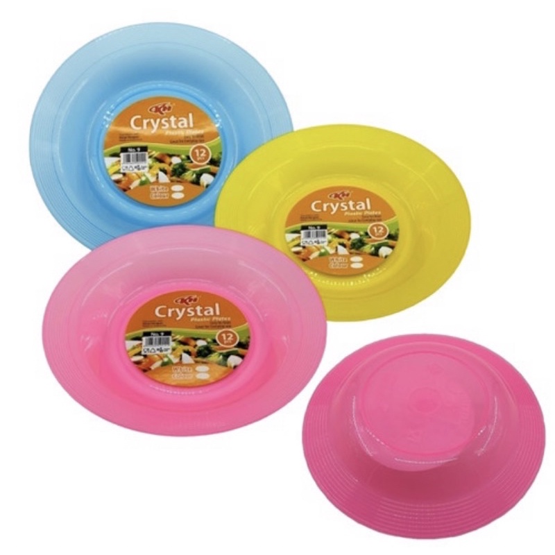 PIRING PLASTIK KH CRYSTAL 6”, 7”, 8”, 9”INCH SATUAN | PIRING MAKAN WARNA