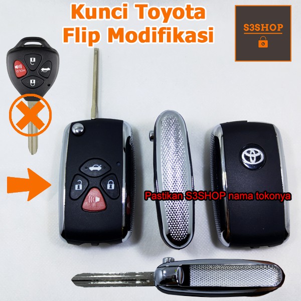 Casing Kunci Lipat Flip Key Toyota Camry Corolla RAV4 Toyota 4 Tombol