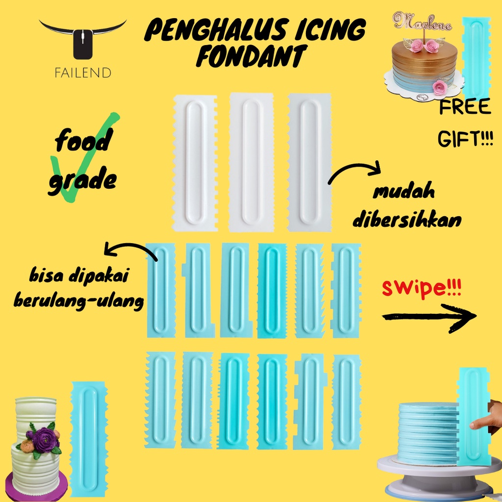 Penghalus Icing Fondant Scrapper Untuk Dekorasi Kue Ulang Tahun Aneka Bentuk