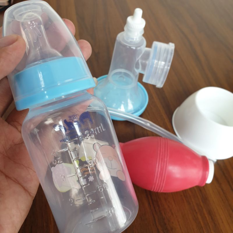 Set Breast Pump With Bottle Trumpet Type / Pompa Asi Manual Model Trompet Dodo