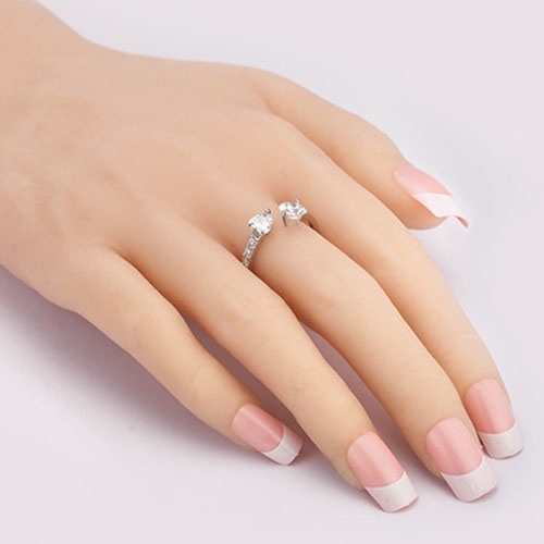 Hu Hu Hu Hu Hu Alat Bantu Pasang Kacamata♡ Cincin Open Ring Desain Hati Dobel Bahan Tembaga Hias Zirkon Untuk Wanita