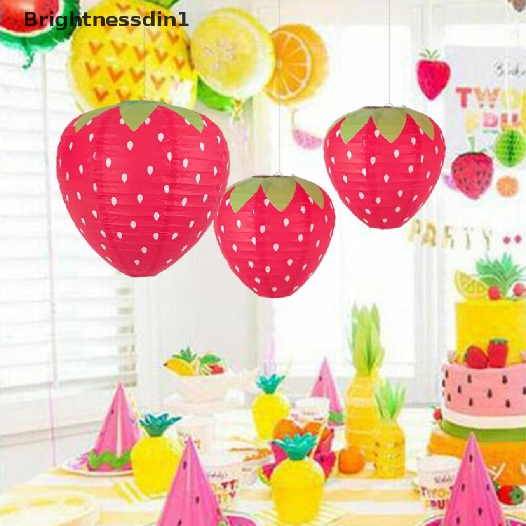 1 In 1 Lampion Kertas Gantung Bentuk Strawberry 3D Untuk Dekorasi Pesta Ulang Tahun