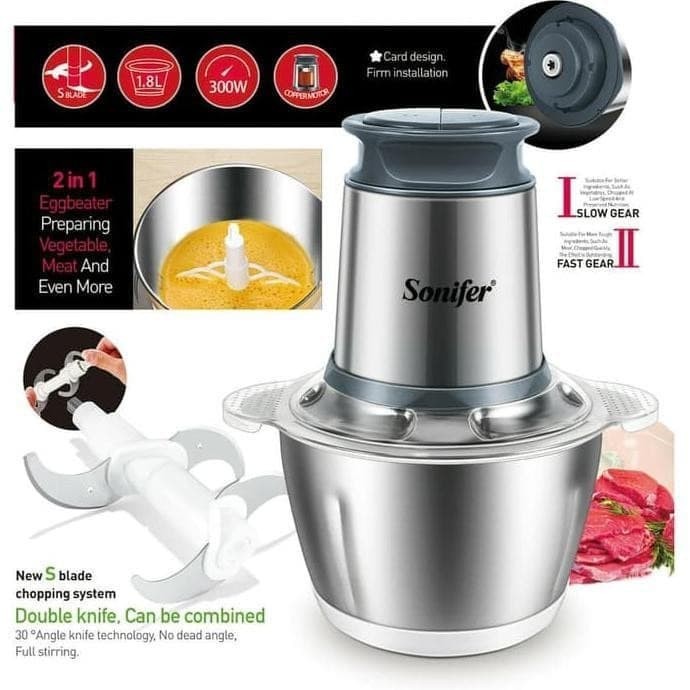 Sonifer SF-8058 Food Chopper Gilingan Daging - SF8058 Blender Wadah Stainless