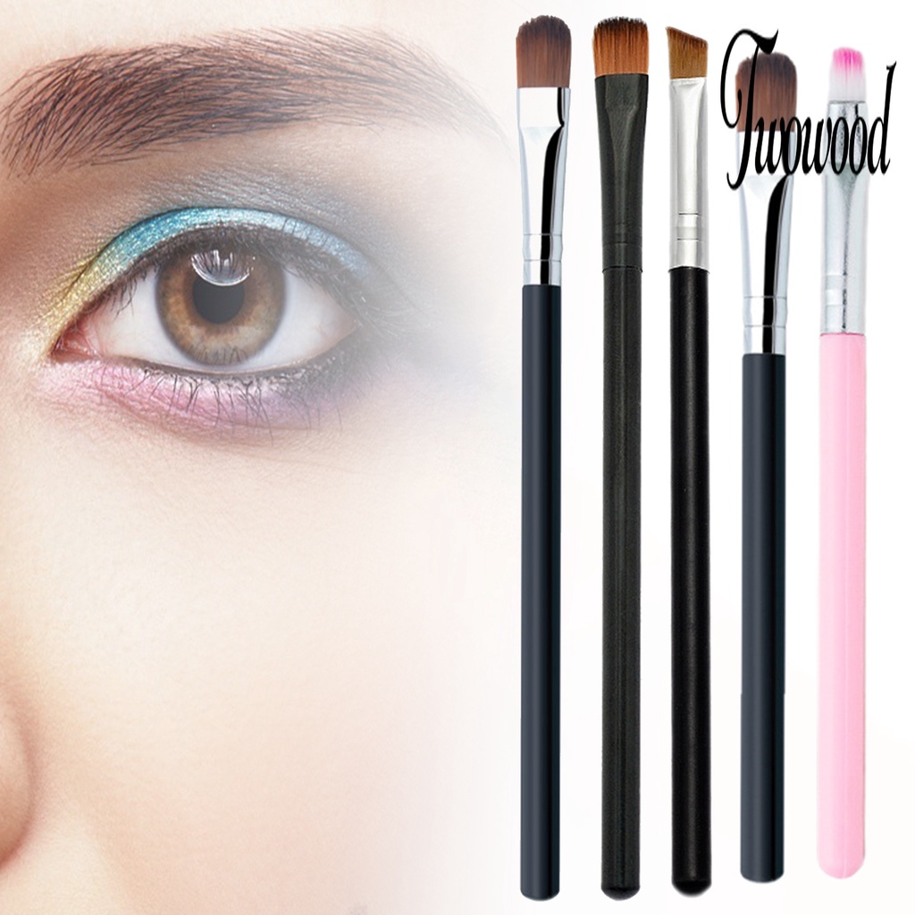 5 Pcs Brush Eyeshadow Contour Blending Shader Portable Bahan Bulu Lembut Untuk Makeup Pemula