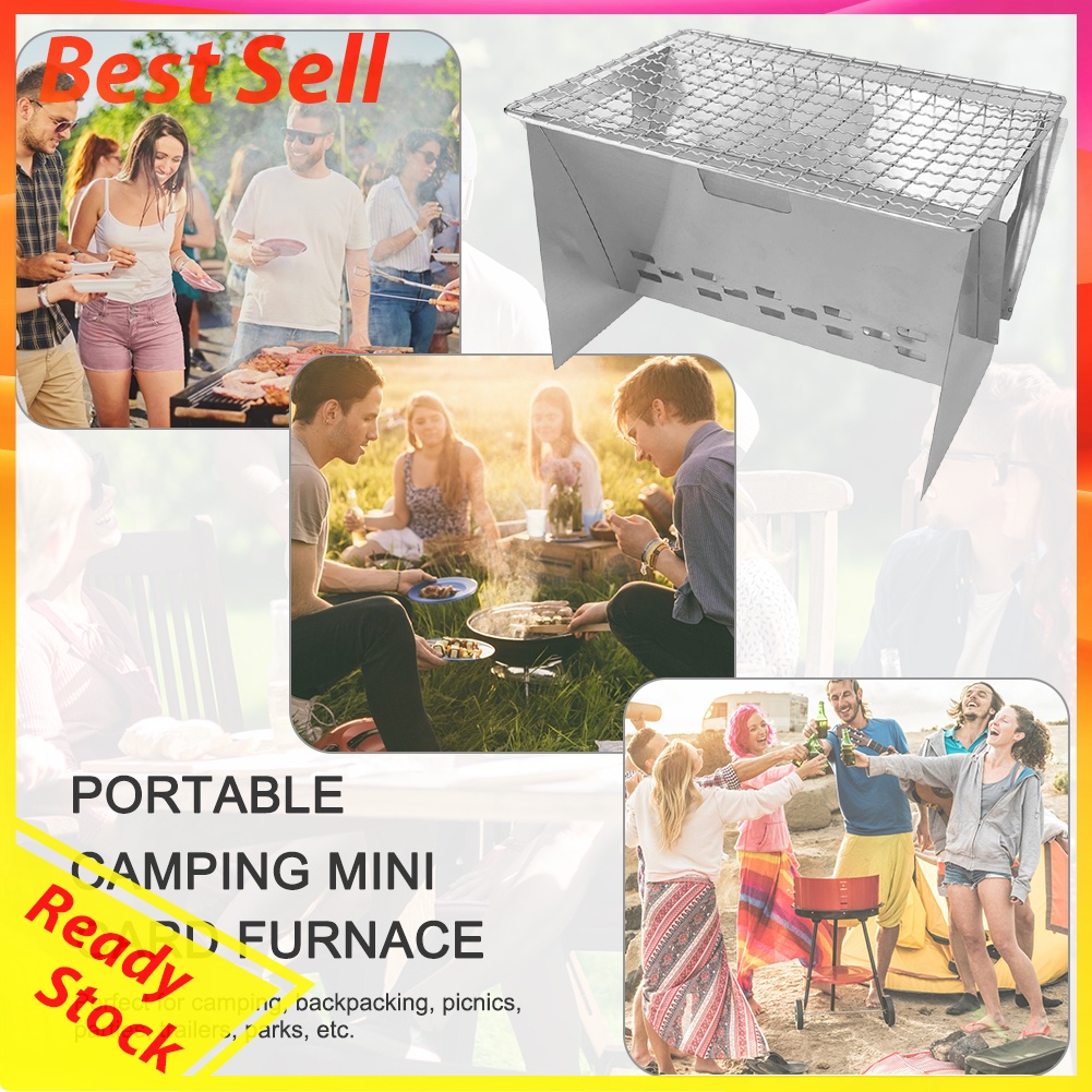 Mini Portable BBQ Grill Stove Stainless Steel Camping Picnic Cooking Tool