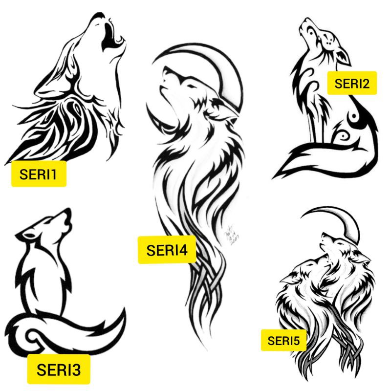 Tato Temporer Serigala Aesthetic Stiker Tato Minimalis - SERI