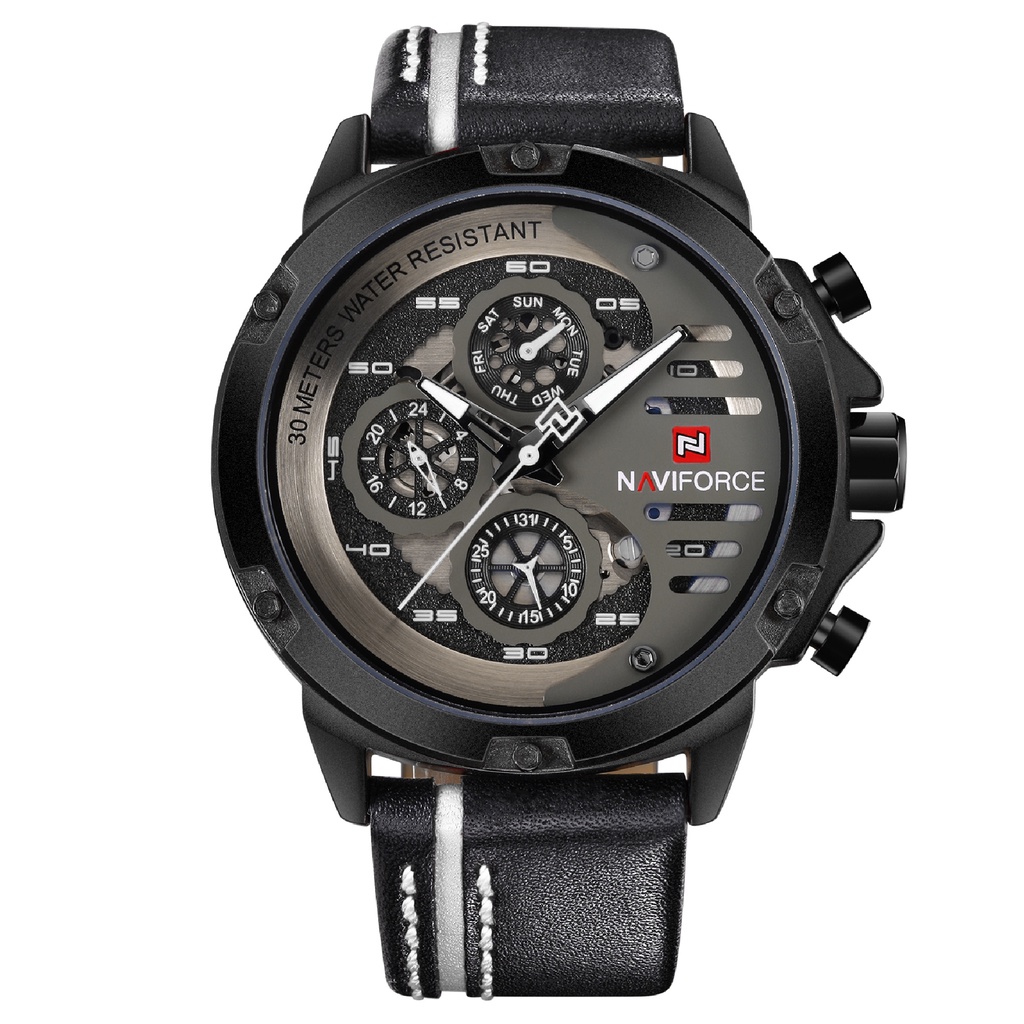 NAVIFORCE Jam Tangan Analog Pria NF-9110M Genuine Leather Strap