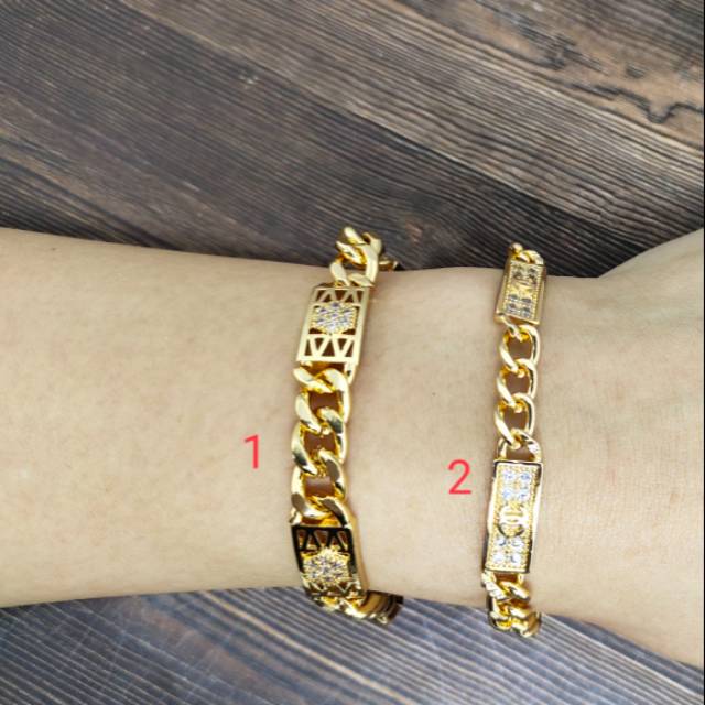 Fifi Fashion Gelang Plat Kombinasi Sisik Naga Xuping Lapis Emas Perhiasan 12#/19#