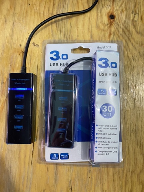 USB 3.0 HUB 4 Port High Speed Adapter 5Gbps With Led - Model 303