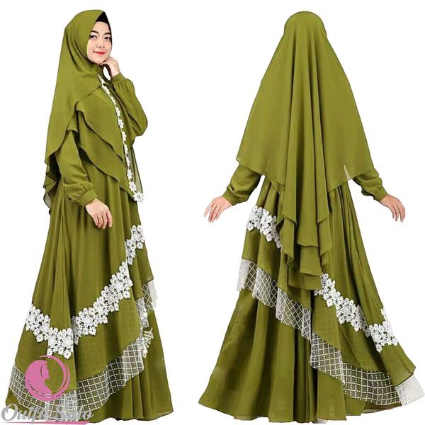 BG001RR baju  gamis syari wanita dewasa  lebaran  kekinian 