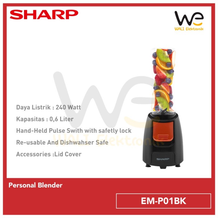 Jual SHARP Mini Hand Blender 0.6 Liter EMP01BK / Portable Blender EMP