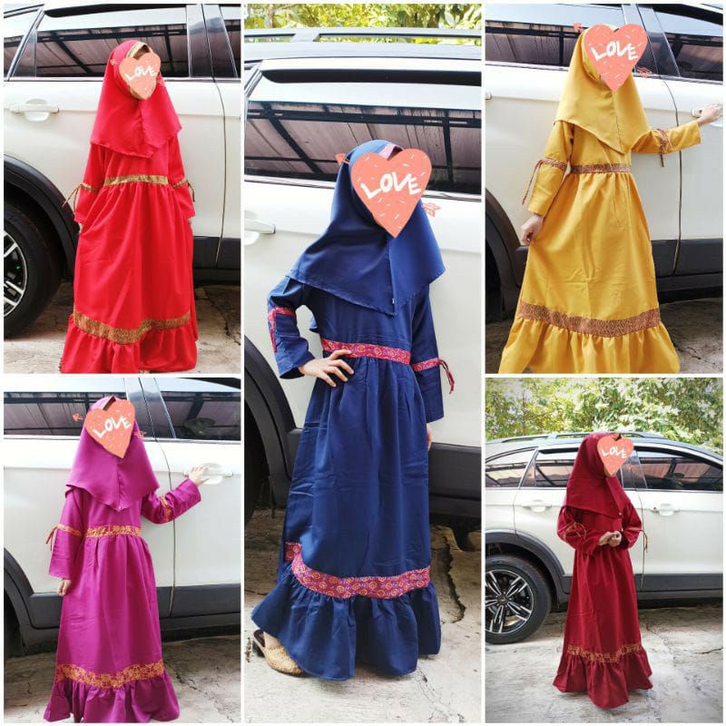 Gamis lebaran anak Gamis Princess Anak 3-10 Tahun Model list batik / Gamis anak perempuan balotelli plus hijab