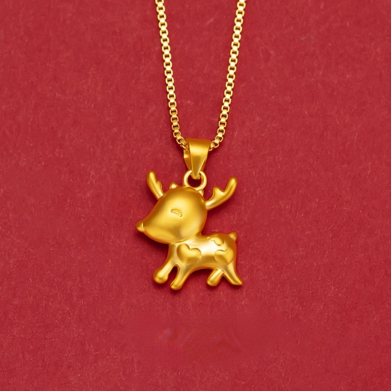 Kalung Dengan Liontin Rusa Love Emas Asli Kadar 375Gaya Korea