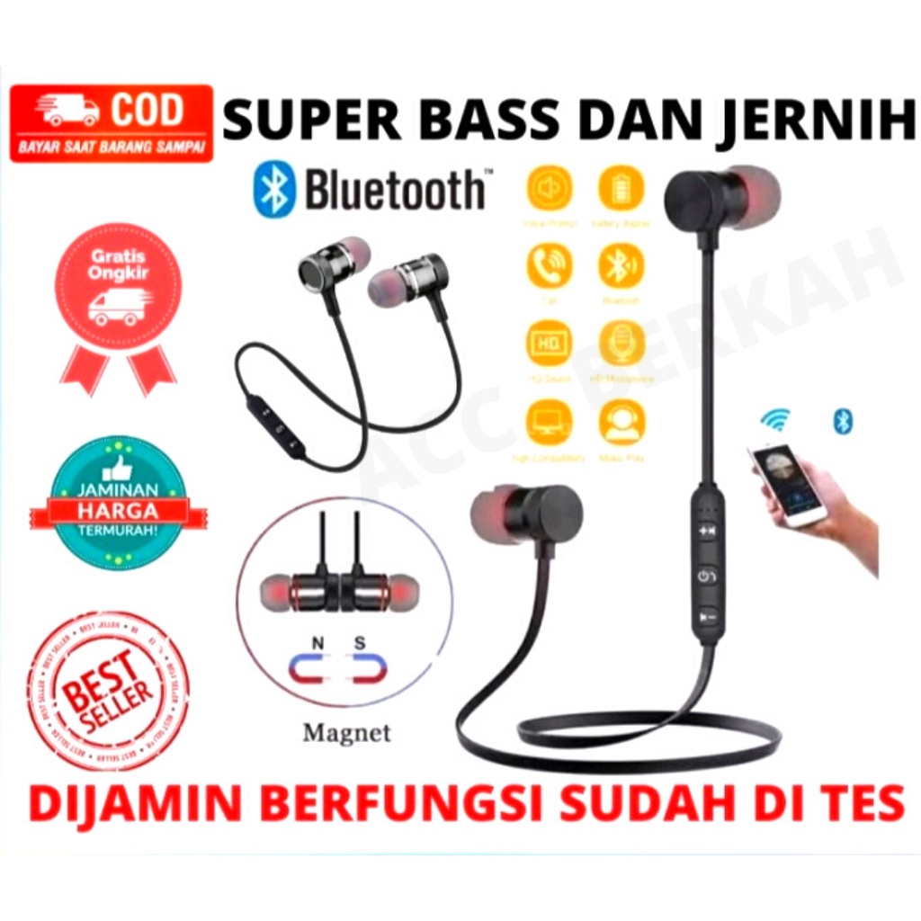 Headset JBL Magnet Super Bass bluetooth Original Murah