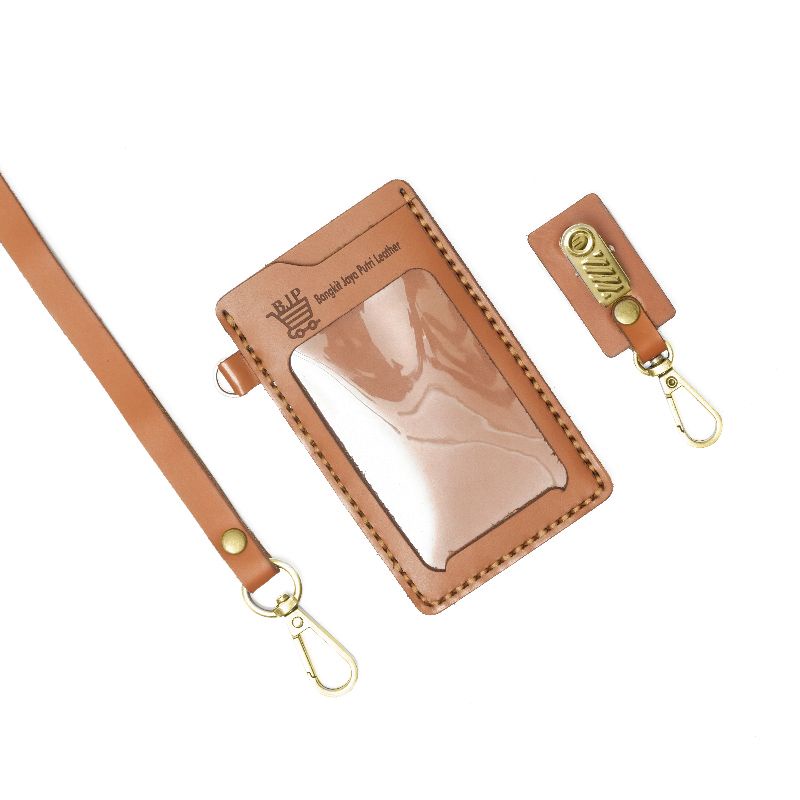 

BJP Leather07 - Gantungan ID card kulit asli (custom gravir nama & perusahaan)