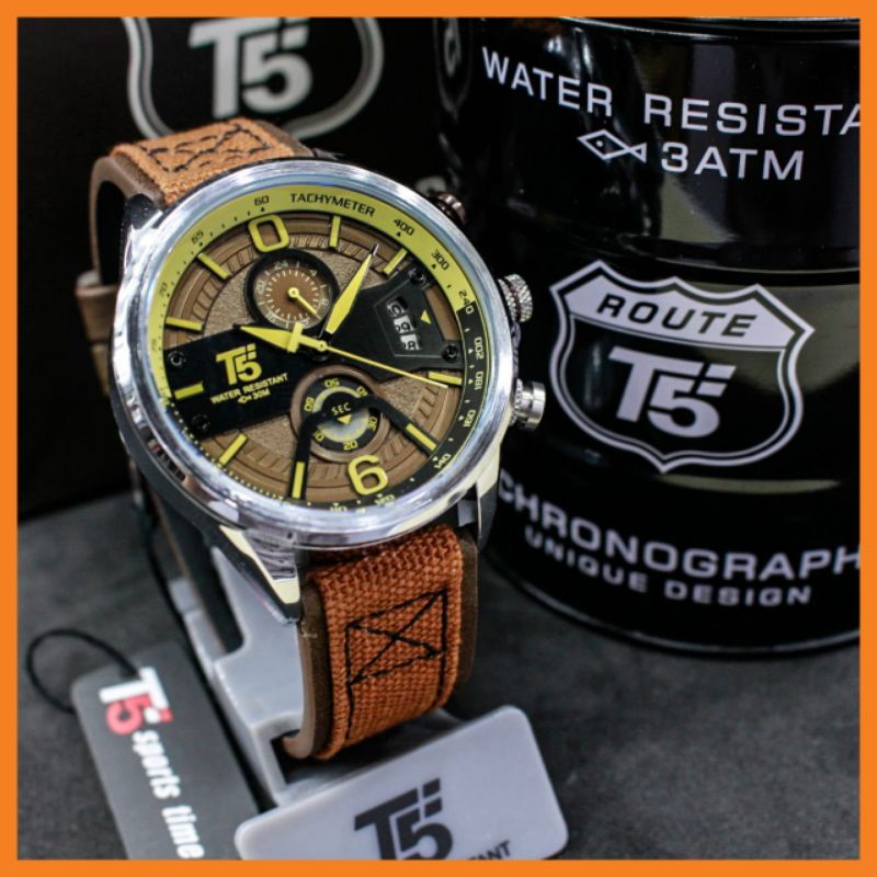 JAM TANGAN T5 PRIA H-3584G H3584G STRAP LEATHER ORIGINAL