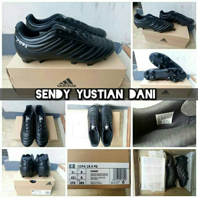 ORIGINAL Adidas Copa 19.4 FG Sepatu Sepak Bola F35497 Full Black Hitam