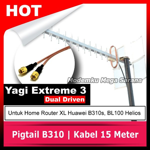 Antena Router Huawei BL100 Helios Yagi Extreme III Eco Pigtail Dual Port BMMS