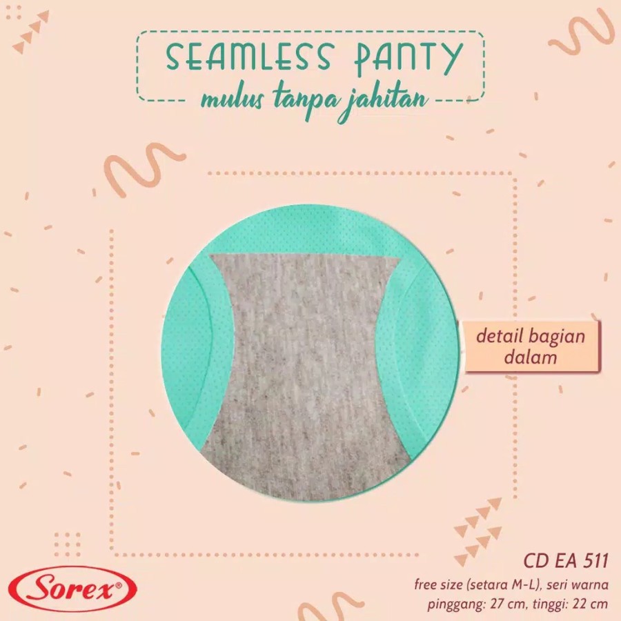 CD CELANA DALAM WANITA SEAMLESS TANPA JAHITAN SOREX EA511 &amp; EA522 PORI FIT TO M- L  , XL- XXL