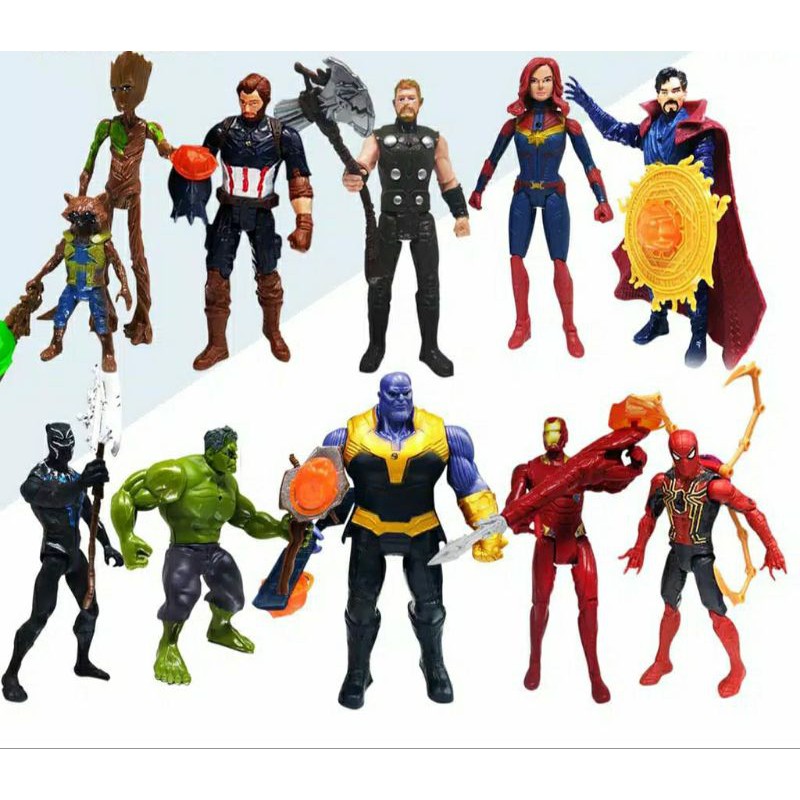 FIGUR MAINAN ANAK SUPERHERO MARVEL AVENGERS SPIDERMAN THANOS CAPTAIN AMERICA GROOT THOR HULK IRONMAN