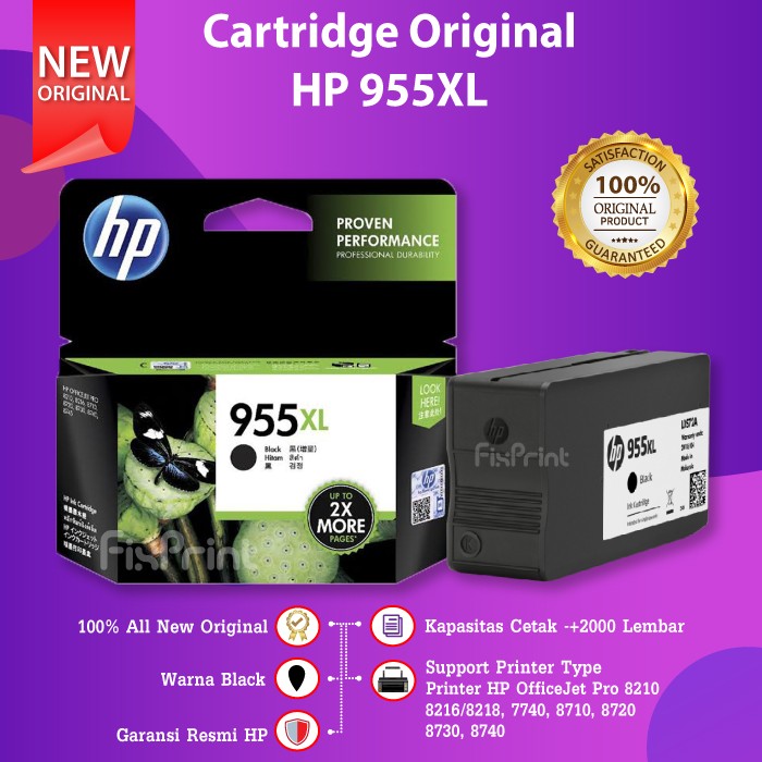 Cartridge HP 955XL 955XL Black Cyan Magenta Yellow Tinta 8210 8720