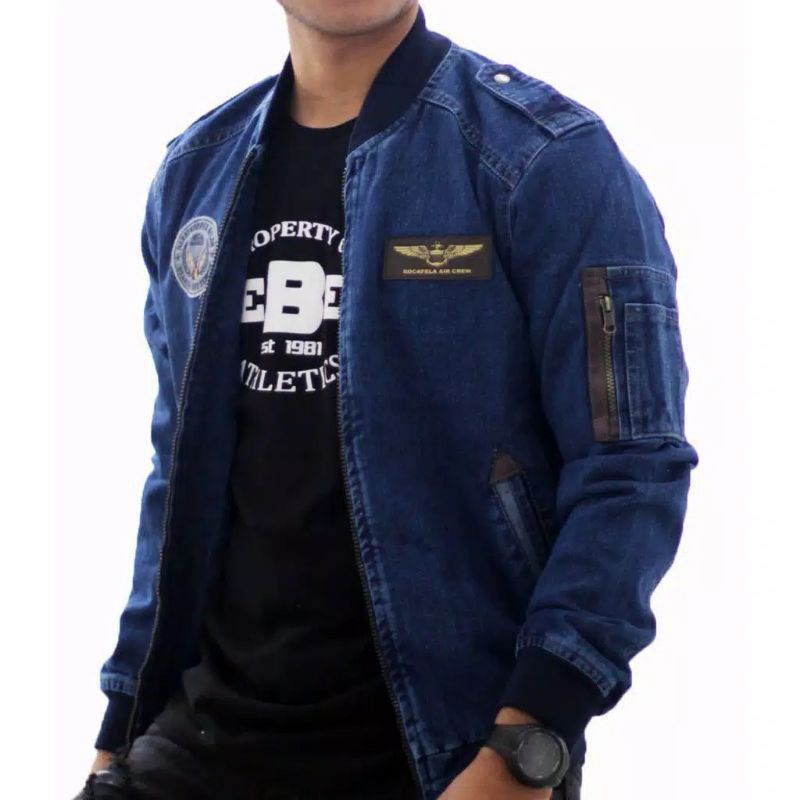 TURUN HARGA ! JAKET PRIA JEANS ROCAFELA ORIGINAL / JAKET BOMBER JEANS PRIA / JAKET JEANS DENIM RCFL ROCAFELA