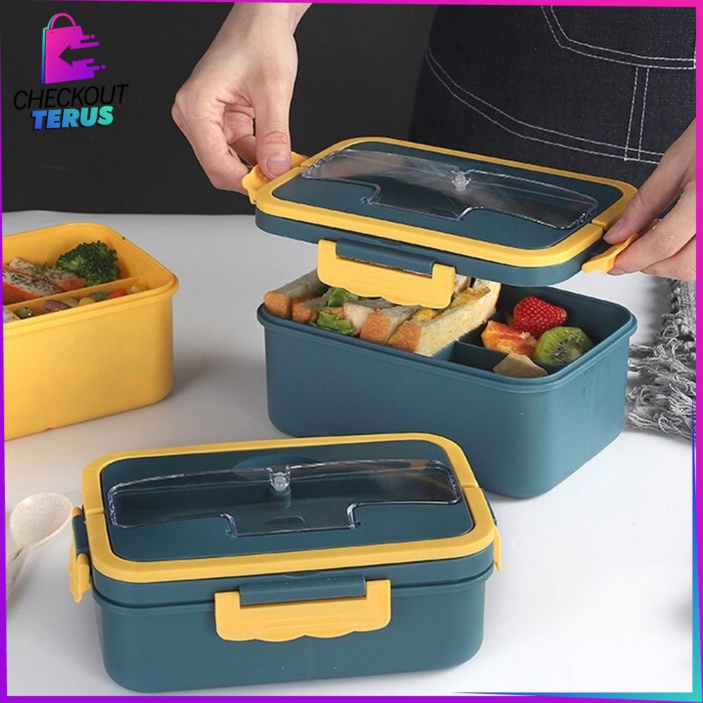 CT C374 Lunch Box Set Sendok Set Bekal Sendok Sumpit Kotak Bekal Makan Wheat Straw Gandum Anti Tumpah Kotak Makan Lucu Bahan Jerami Gandum BPA Free