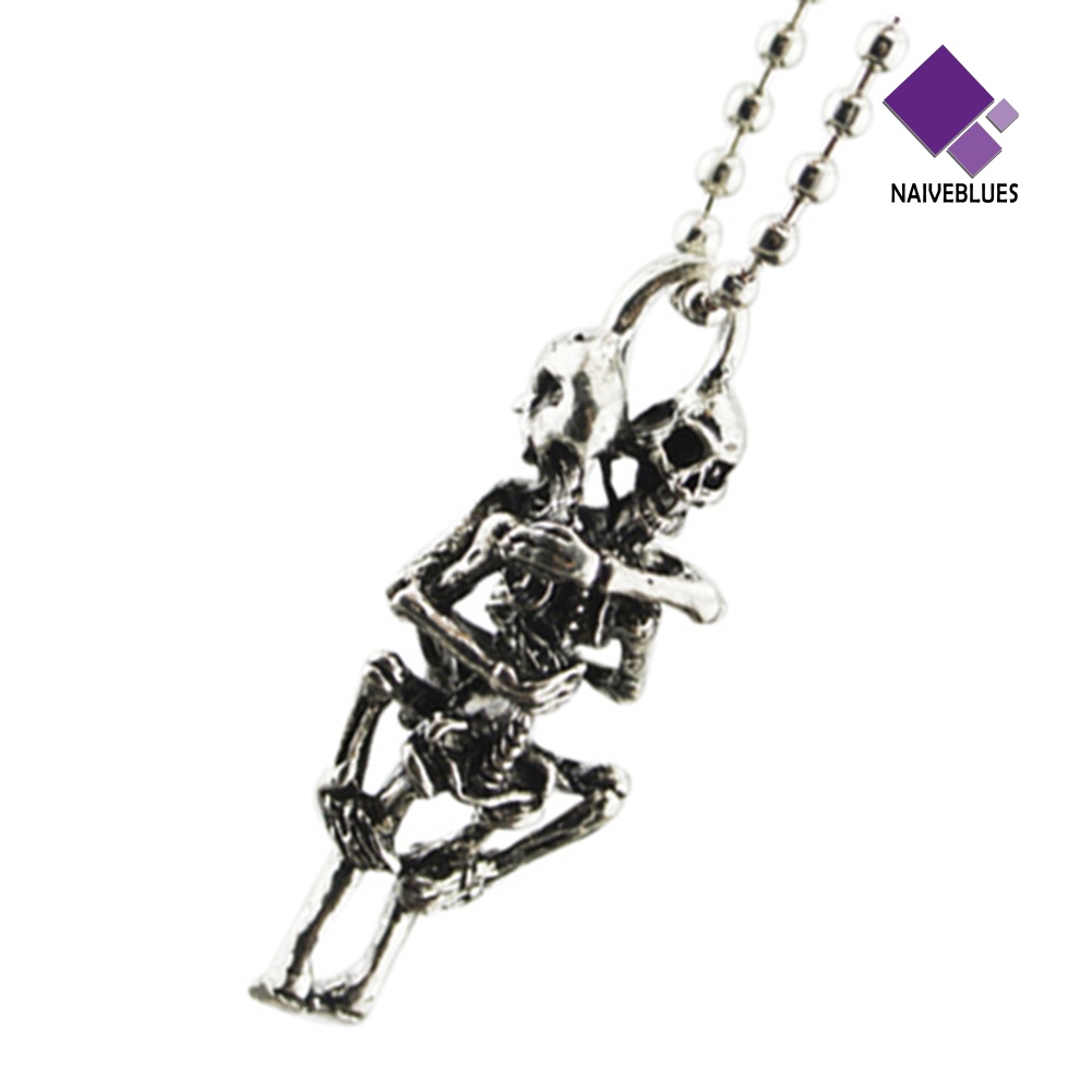 Kalung Rantai Liontin Tengkorak Lapis Silver Untuk Pria Dan Wanita