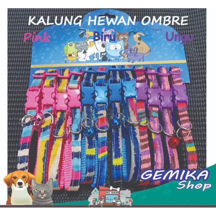 Kalung Hewan Motif Ombre - Kalung Anjing atau Kucing