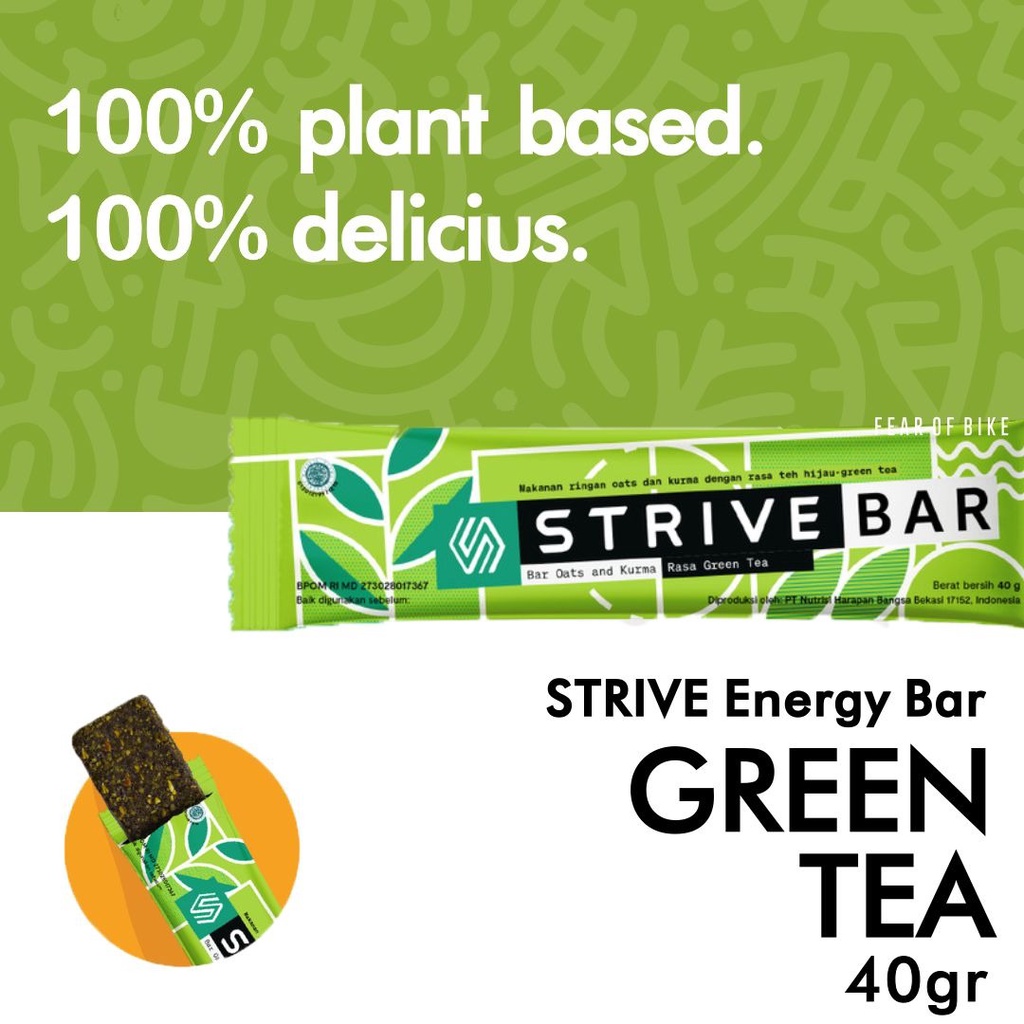 

Strive Energy Bar 40gr Greentea 1 Box isi 5pcs Protein Bar