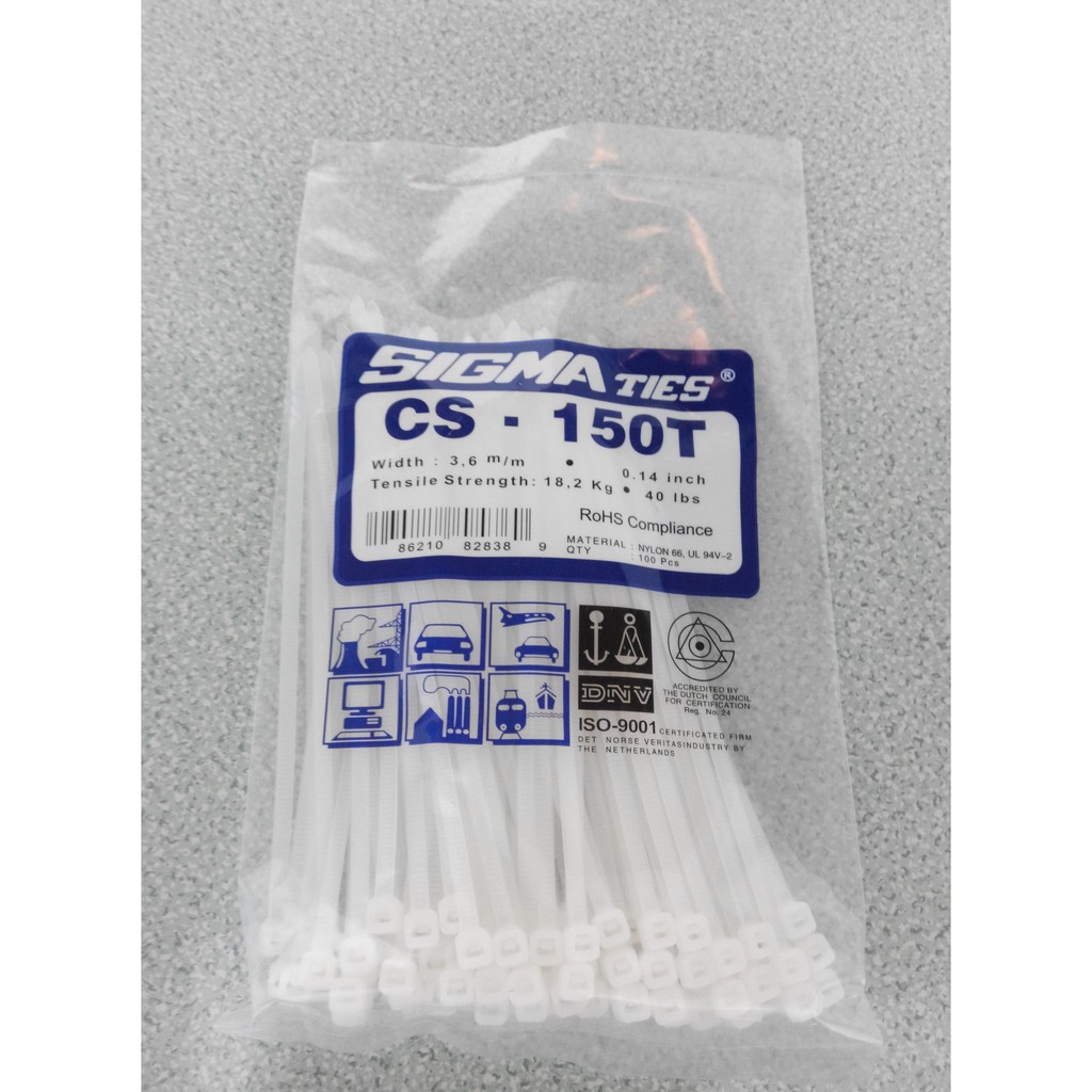 Kabel Ties / Cable Ties Sigma Cs-150T Isi 100 Putih