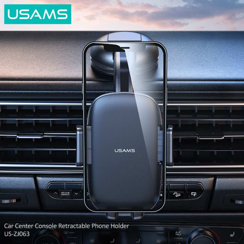 USAMS ZJ063 Car Holder Center Console Retractable Phone Holder Mobil