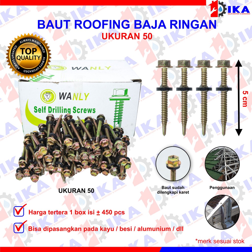 Skrup Baut Roofing Kuning - 30mm 50mm 70mm - Harga 1 Dus Murah