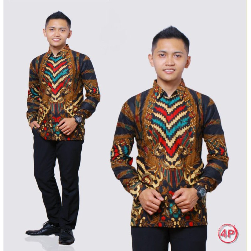 BSWART BATIK HRB026 Kenongo Hem Pendek Padi Pekalongan M L XL Batik Pria MURAH