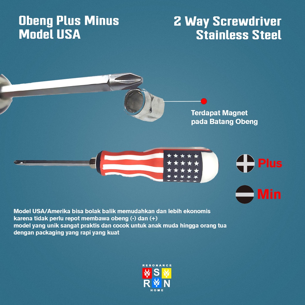 Obeng Karet 4&quot; Bolak Balik USA Amerika Resonance Home